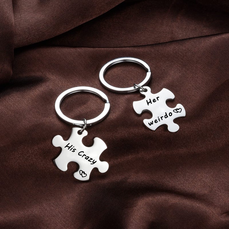 YEEQIN 2PCs His Crazy Her Weirdo Couples Keychains Set, Personalized Couples Jewelry, Gift for Boyfriend Girlfriend Lovers - Image 4